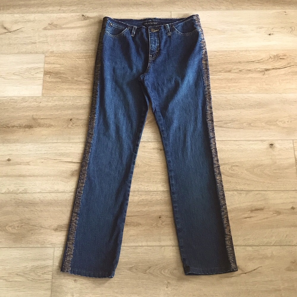 Vintage Sergio Valente Dark Blue Straight Leg Jeans with Contrast Stitching 28
